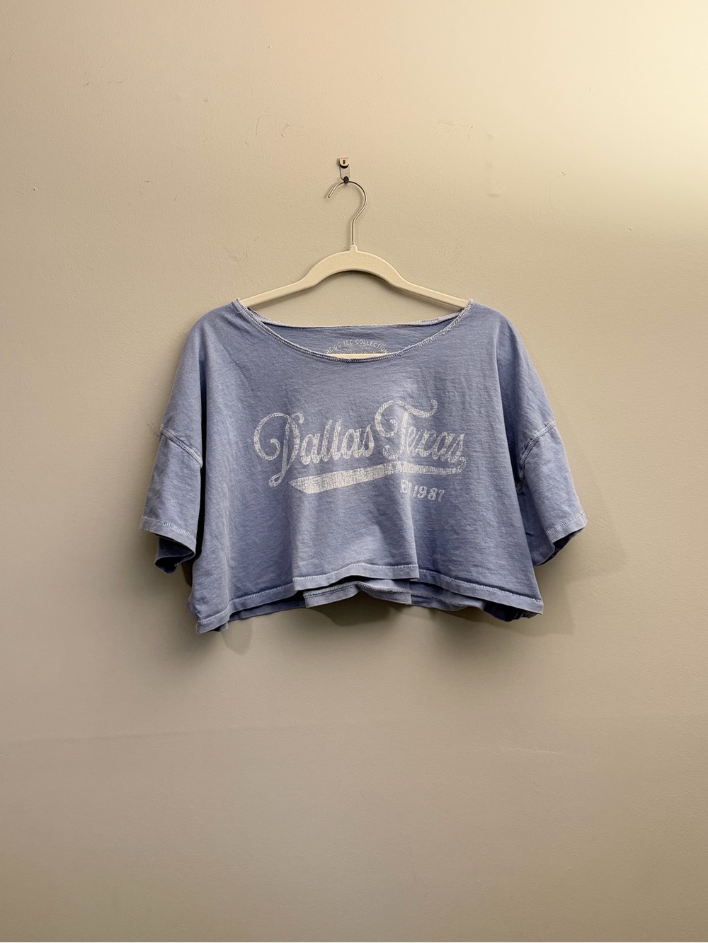 Oversized slouchy Blue Cotton Jersey Cropped‎ Tee comfy cozy dance relaxed
